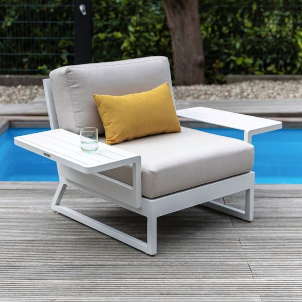 KETTLER OCEAN SKID PLATFORM Mittelteil mit Ablagen, weiß mattlinen chalk 