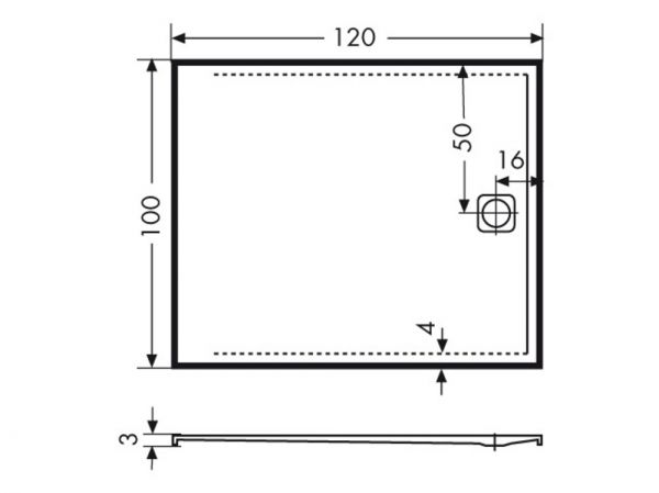 Polypex PLANO S 100x120 Duschwanne 100x120x3cm