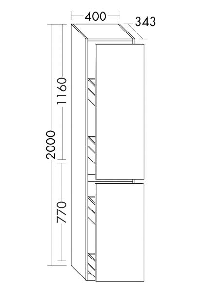 Burgbad Lin20 Apothekerschrank mit 1 Doppelauszug oben, 1 Auszug unten, bodenstehend