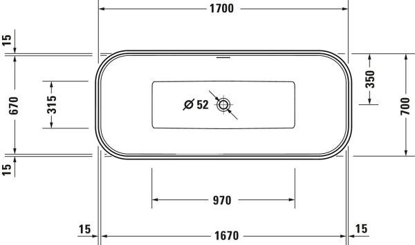 Duravit DuraFoga freistehende Badewanne rechteckig 170x70cm, weiß