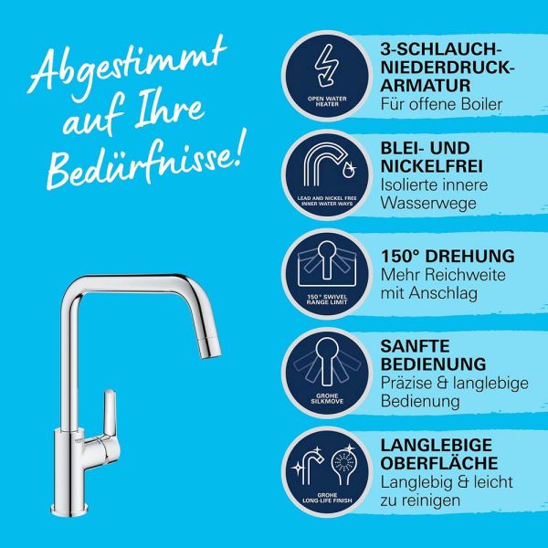 Grohe Start Küchen-Wasserhahn Niederdruck, chrom