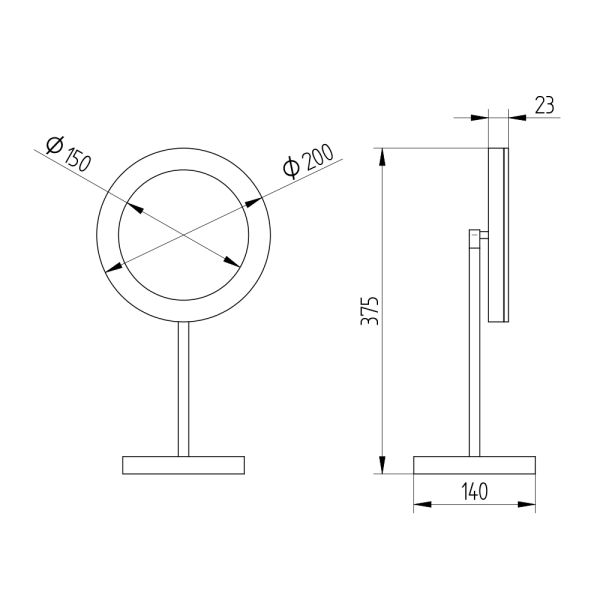 Avenarius LED-Kosmetikspiegel 5-fach, mit Akku, Standmodell, chrom
