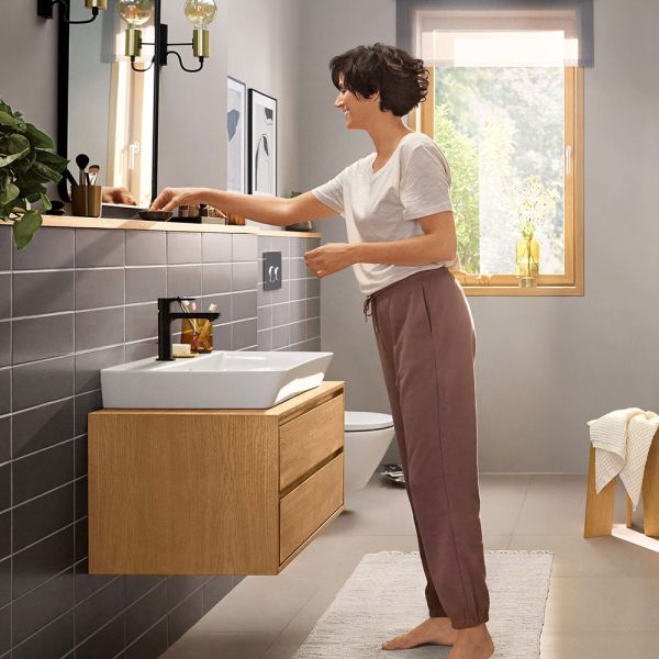 Hansgrohe Rebris E Einhebel-Waschtischarmatur 110 CoolStart m. Zugstangen-Ablaufgarni., schwarz matt 72559670