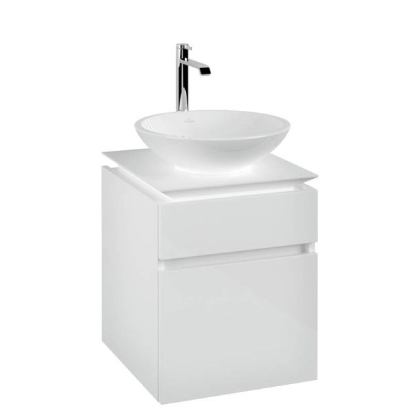 Villeroy&Boch Legato Waschtischunterschrank 45x50cm für Aufsatzwaschtisch, 2 Auszug glossy white B56600DH