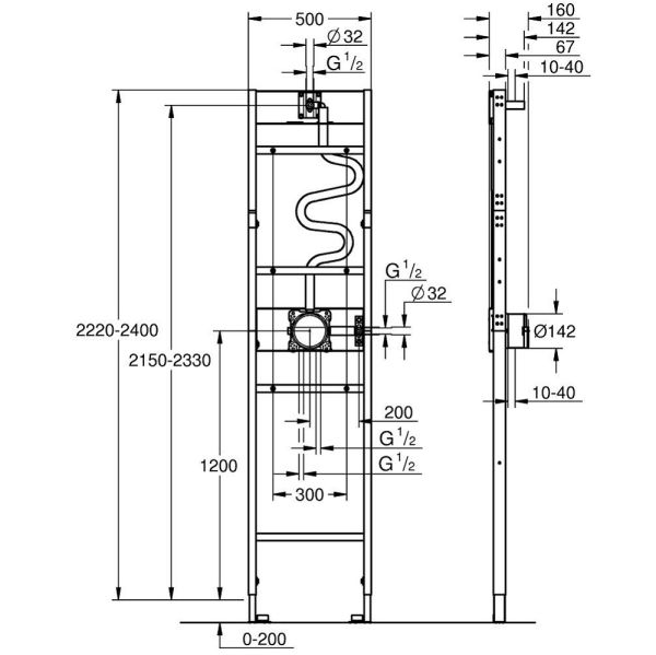 Grohe Rapido Duschrahmen für Mono Brausen, Unterputz-Installationen
