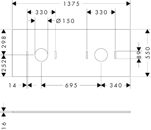 hansgrohe Xilesa E Konsole 137,5x55cm für 2 Aufsatzwaschtische ohne Hahnloch