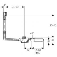 Vorschau: Geberit Badewannenablauf mit PushControl Druckbetätigung, Länge 50cm, Fertigbauset, chrom