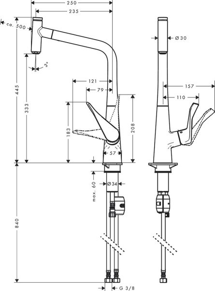 Hansgrohe Metris Select M71 Küchenarmatur 320 Eco ausziehbar 14786000