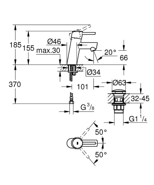 Grohe Concetto Einhand-Waschtischbatterie, S-Size, chrom 23931001 1