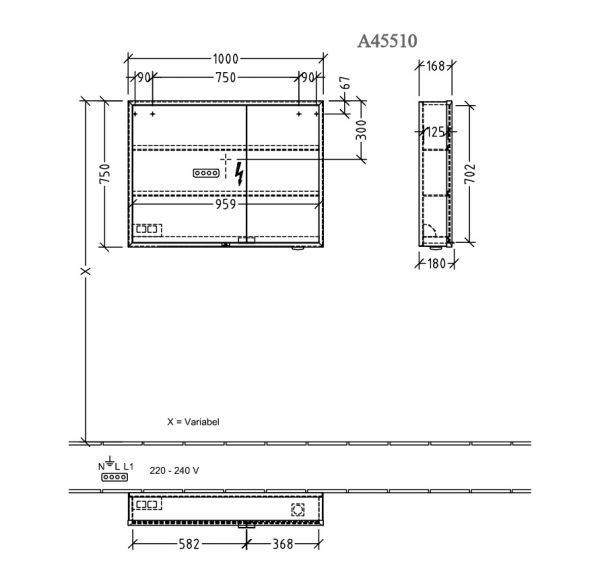 Villeroy&Boch My View Now LED-Aufputz-Spiegelschrank 100x75cm