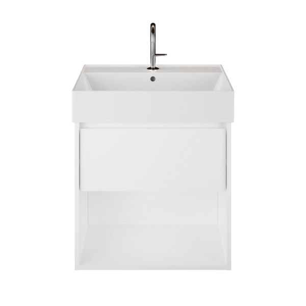 Burgbad Devio Keramik-Waschtisch 60cm mit Unterschrank, 1 Auszug, offenes Fach SHKI061