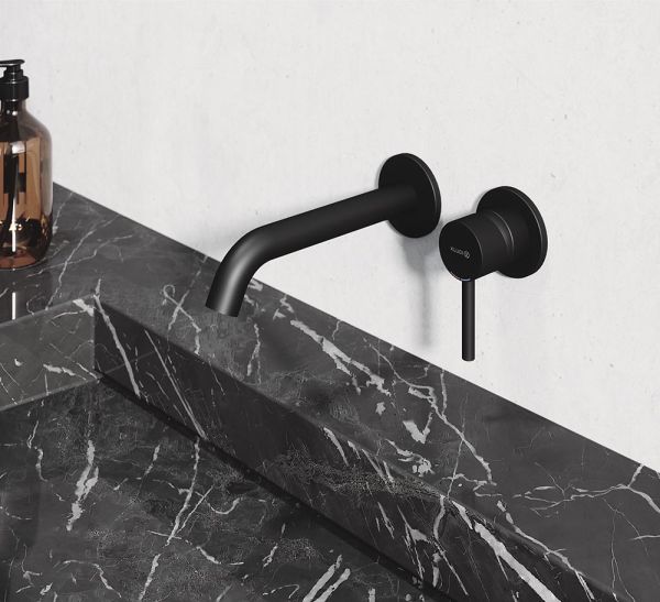 Kludi Bozz Unterputz-Waschtisch-Zweiloch-Wand-Einhandmischer 180mm mattschwarz 382443976