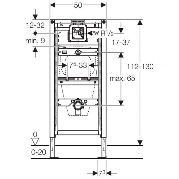 Geberit Duofix Element für Urinal, 112–130cm, universell