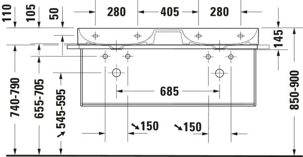 Duravit DuraSquare Metallkonsole Wandhängend zu Waschtisch 235312, schwarz matt