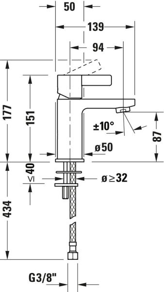 Duravit D-Neo Einhebel-Waschtischmischer DE1010002010