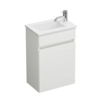Vorschau: Burgbad Lin20 Gästebad Mineralguss-Handwaschbecken 42x27cm mit Waschtischunterschrank und 1 Tür