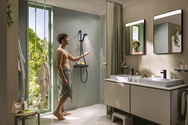 hansgrohe Activera Select S Brausesystem mit ShowerTablet Select, EcoSmart, schwarz matt