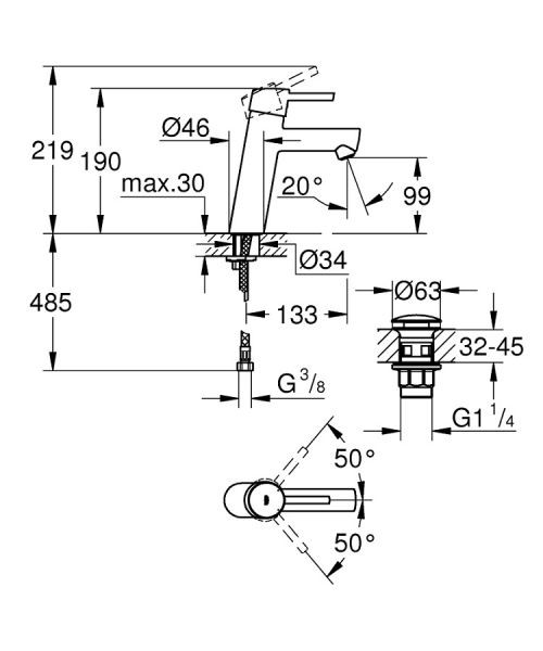 Grohe Concetto Einhand-Waschtischbatterie, M-Size, chrom 23932001 1