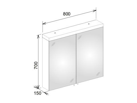 Keuco Royal Reflex.2 Spiegelschrank 2tlg. 80x70cm, silber-gebeizt-eloxiert