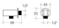 Vorschau: lineabeta LINEA Wandanschlussbogen quadratisch mit Brausehalterung, chrom