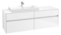 Villeroy&Boch Collaro Waschtischunterschrank passend zu Aufsatzwaschtisch 4A338G, 4 Auszüge, 160cm glossy white C02600DH