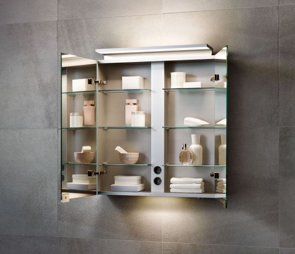 Keuco Royal L1 Spiegelschrank mit Schubkästen 80x74,2cm, silber-gebeizt-eloxiert