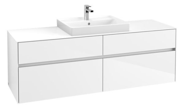 Villeroy&Boch Collaro Waschtischunterschrank passend zu Aufsatzwaschtisch 4A336G, 4 Auszüge, 160cm, weiß, C02500DH