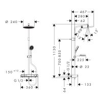 Vorschau: hansgrohe Activera S Duschsystem 240 1jet EcoSmart+ ShowerTablet Select, schwarz matt