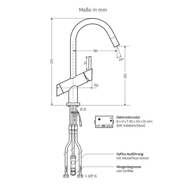 WimTec VIVA K4 HyPlus Küchenarmatur Niederdruck-Mischwasser, 9V Batteriebetrieb chrom