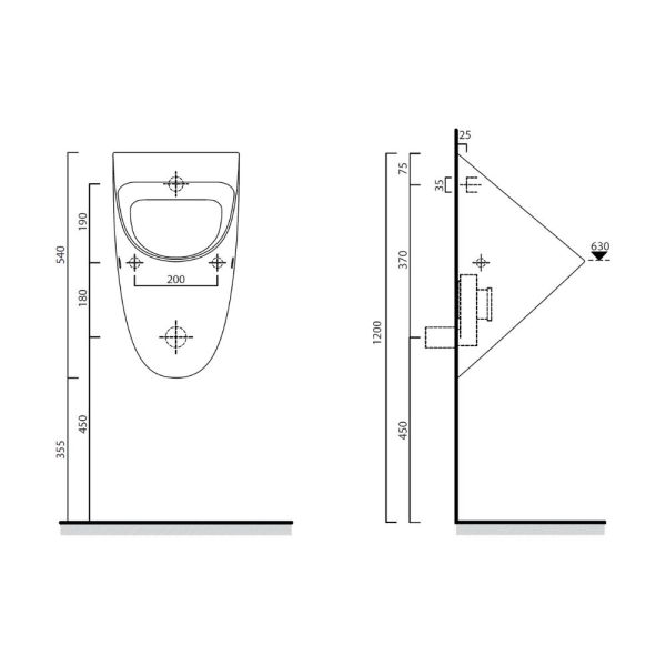 Catalano Comfort newflush Urinal mit Bohrungen zur Deckelbefestigung, CATAglaze+