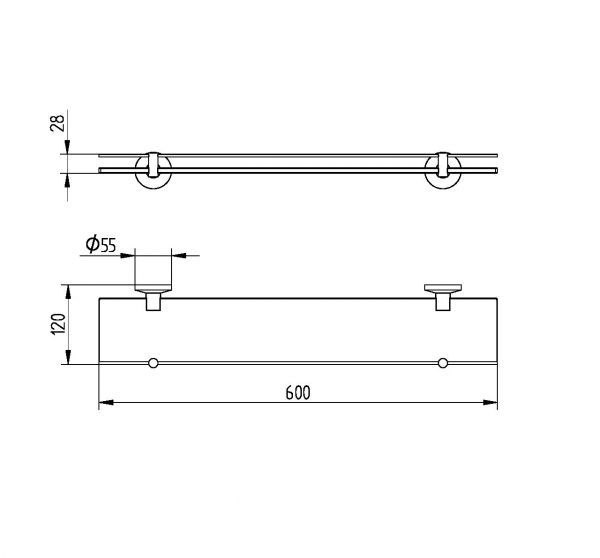 Avenarius Serie 170 Ablage 60cm mit Reling, chrom