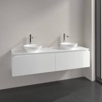 Vorschau: Villeroy&Boch Legato Waschtischunterschrank 160x50cm für Aufsatzwaschtisch, 2 Auszügeglossy white B59900DH1