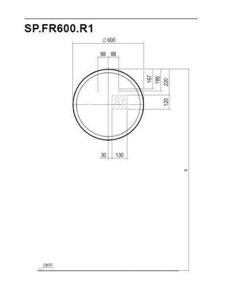 Alape Spiegel Ø 60cm umlaufend indirektes LED-Licht, mattschwarz pulverbeschichtet SP.FR600.R1