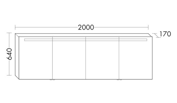 Burgbad Crono Spiegelschrank mit horizontaler LED-Beleuchtung und 4 Spiegeltüren, 200x64cm SPRZ200F1786