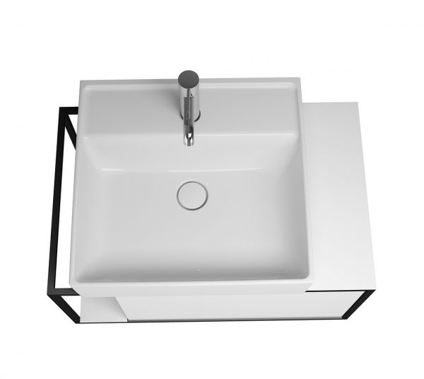 Burgbad Junit Badmöbel-Set 76,5cm, Leuchtspiegel, Aufsatzwaschtisch und WT-Unterschrank