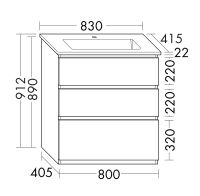 Vorschau: Burgbad Lin20 Keramik-Waschtisch mit Waschtischunterschrank, 3 Auszüge, bodenstehend, 83x41,5cm SGHE083F5351C0001