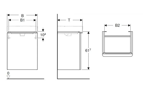 Geberit Smyle Square Unterschrank für Handwaschbecken 45cm, mit einer Tür