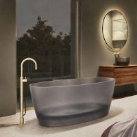 RIHO Solid Frosted Oval freistehende Badewanne 160x72cm frosted smoke B129003F01