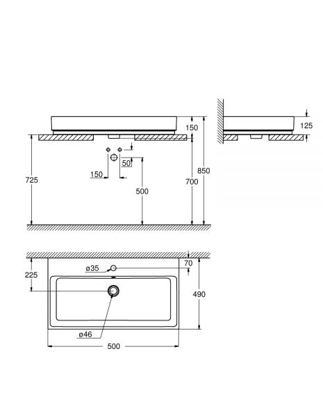 Grohe Cube Keramik Aufsatzwaschtisch 50x49cm, weiß PureGuard