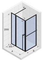 Vorschau: RIHO Lucid 203 Duschkabine mit Pendeltür und Seitenwand 110x90cm, Eckeinstieg, schwarz matt