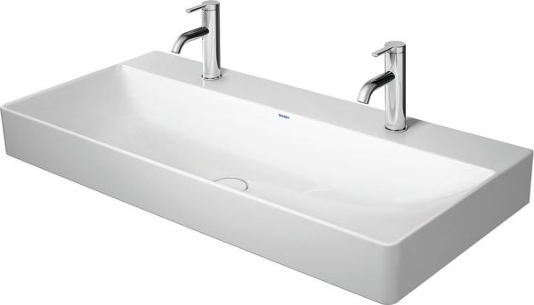 Duravit DuraSquare Waschtisch 100x47cm, ohne Überlauf, mit Wondergliss, mit nicht verschließbarem Ablaufventil, weiß 23531000721