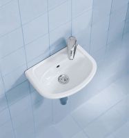 Duravit Duraplus Handwaschbecken halbrund 36,5x26,5cm, mit Überlauf, ohne Hahnloch, weiß 0797350000