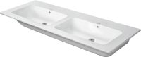 Duravit ME by Starck Doppelwaschtisch 130x49cm mit Überlauf, ohne Hahnloch, WonderGliss, weiß 23361300601