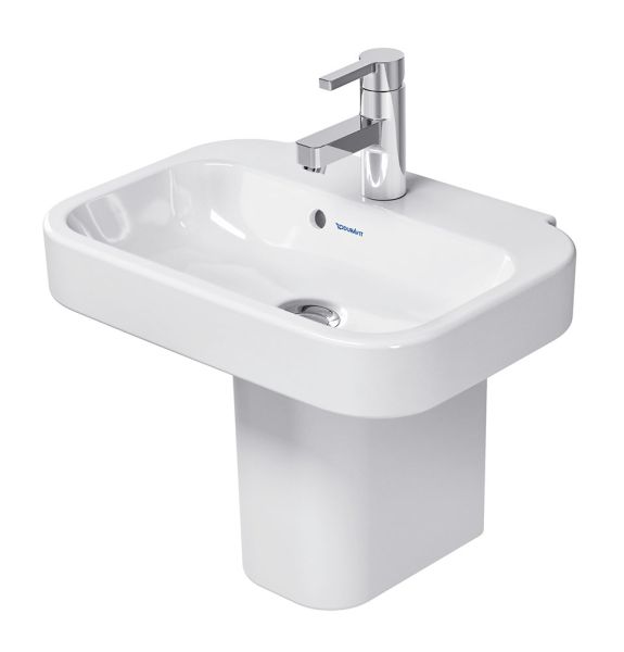Duravit Happy D.2 Handwaschbecken rechteckig 50x36cm, mit Hahnloch und Überlauf, WonderGliss, weiß 07095000001