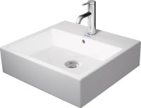 Duravit Vero Air Aufsatzbecken 50x47cm rechteckig, mit Überlauf, mit 1 Hahnloch, WonderGliss, weiß 23525000001