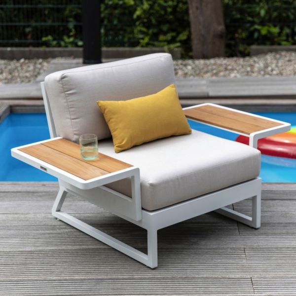 KETTLER OCEAN SKID PLATFORM Mittelteil mit Ablagen, weiß mattlinen chalk