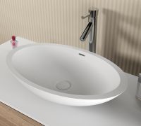 RIHO Solid Surface Avella Aufsatzwaschtisch oval 58x36cm, seidenmatt weiß