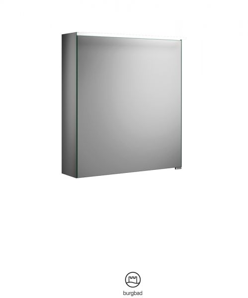 Burgbad Fiumo Spiegelschrank mit horizontaler LED-Beleuchtung, 1 Spiegeltür 60,6x67cm