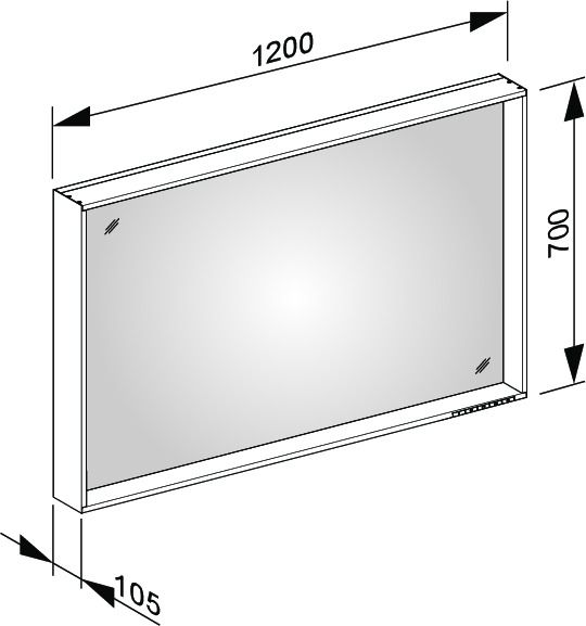Keuco Plan Lichtspiegel DALI-steuerbar, silber-gebeizt-eloxiert, 120x70cm