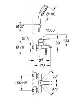 Vorschau: Grohe Eurostyle Cosmopolitan Einhand-Wannenbatterie, mit Brausegarnitur Tempesta C 100, chrom